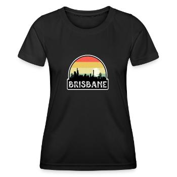 Brisbane Australia Flag Skyline Travel Souvenir - Women's Functional T-Shirt - black - Front - AI Model Female 172 light (172cm)