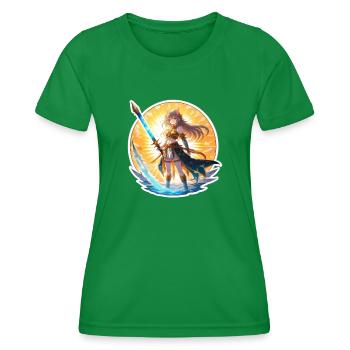 Fille chat de la plage d’été, fusion avec une épée - T-shirt sport Femme - vert - Devant - AI Model Female 172 dark (172cm)