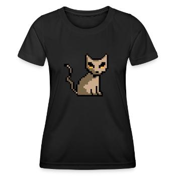 chat Halloween pixelart pixel - T-shirt sport Femme - noir - Devant - AI Model Female 172 light (172cm)