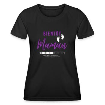 Bientôt Maman cadeau - T-shirt sport Femme - noir - Devant - AI Model Female 172 light (172cm)