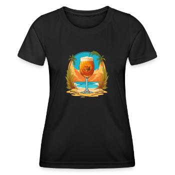 Bière sur la plage - T-shirt sport Femme - noir - Devant - AI Model Female 172 light (172cm)