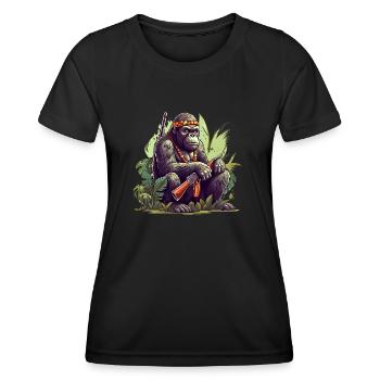 Les forêts tropicales humides sont protégées par des singes - T-shirt sport Femme - noir - Devant - AI Model Female 172 light (172cm)