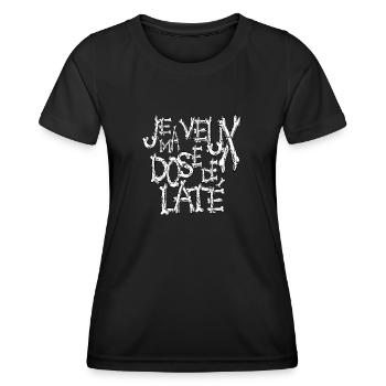 Je veux ma dose de latté style horreur osseux - T-shirt sport Femme - noir - Devant - AI Model Female 172 light (172cm)