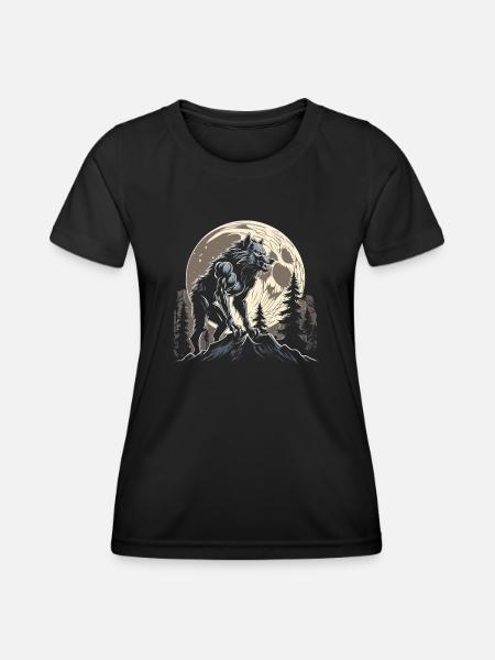 Werwolf - Frauen Funktions-T-Shirt - Schwarz