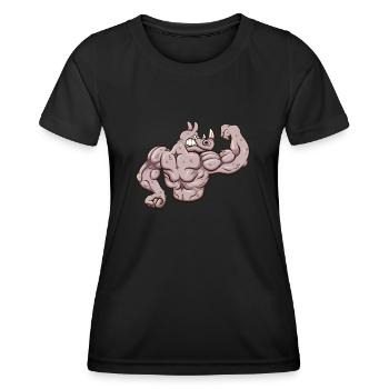 Rhinocéros fort - T-shirt sport Femme - noir - Devant - AI Model Female 172 light (172cm)