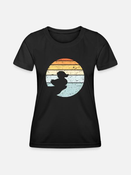 Gummi Quietscheente Bad Ente Klippe Sonne Mond - Frauen Funktions-T-Shirt - Schwarz