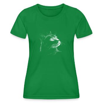 Katzenportrait (weiß) - Frauen Funktions-T-Shirt - Kelly Green - Vorne - AI Model Female 172 dark (172cm)