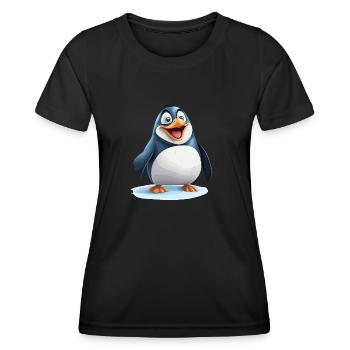Le joyeux pingouin - T-shirt sport Femme - noir - Devant - AI Model Female 172 light (172cm)