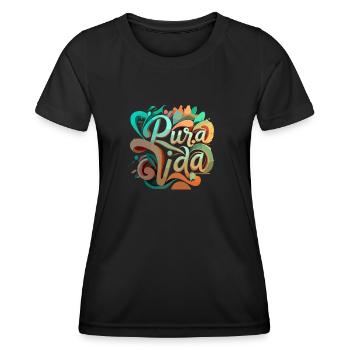 Vivre Pura Vida au maximum - T-shirt sport Femme - noir - Devant - AI Model Female 172 light (172cm)