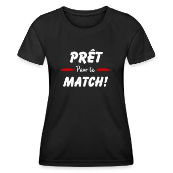 Prêt pour le match - T-shirt sport Femme - noir - Devant - AI Model Female 172 light (172cm)