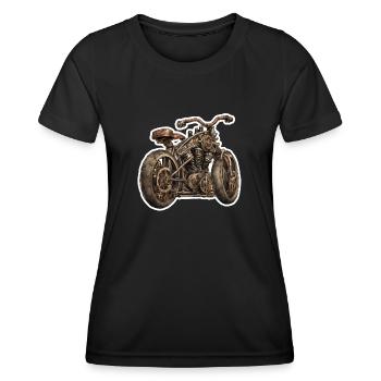 Moto / Cyclomoteur / Steampunk / Vélo / Machine - T-shirt sport Femme - noir - Devant - AI Model Female 172 light (172cm)