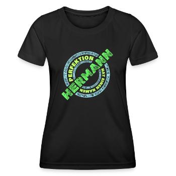 Geschenk für HerMANn - Frauen Funktions-T-Shirt - Schwarz - Vorne - AI Model Female 172 light (172cm)