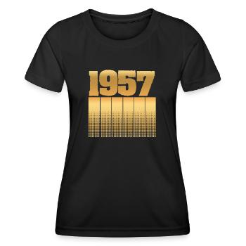 Birthday: 1957 - Women's Functional T-Shirt - black - Front - AI Model Female 172 light (172cm)