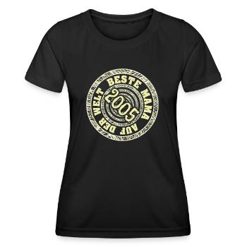 Jahr 2005 - Frauen Funktions-T-Shirt - Schwarz - Vorne - AI Model Female 172 light (172cm)