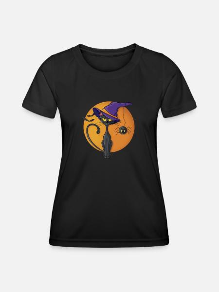Black Cat and Spider - Women's Functional T-Shirt - black