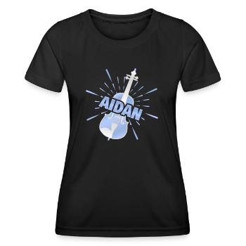 Prénom Aidan - T-shirt sport Femme - noir - Devant - AI Model Female 172 light (172cm)