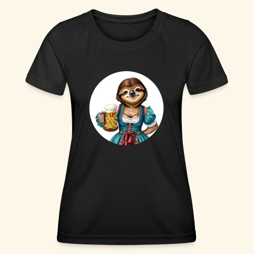 Faultier im Dirndl mit Bierglas - Frauen Funktions-T-Shirt