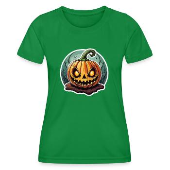 Sinister Jack o' Lantern Pumpkin - Women's Functional T-Shirt - kelly green - Front - AI Model Female 172 dark (172cm)