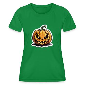 Citrouille Jack o' Lantern menaçante - T-shirt sport Femme - vert - Devant - AI Model Female 172 dark (172cm)