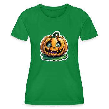 Malevolent Jack o' Lantern Pumpkin - Women's Functional T-Shirt - kelly green - Front - AI Model Female 172 dark (172cm)