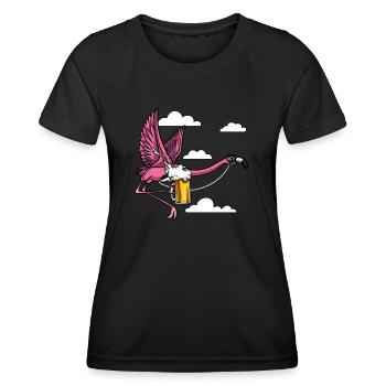Flamingo Bird Beer Drinking Party - Women's Functional T-Shirt - black - Front - AI Model Female 172 light (172cm)