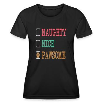 Naughty Nice Pawsome - Women's Functional T-Shirt - black - Front - AI Model Female 172 light (172cm)