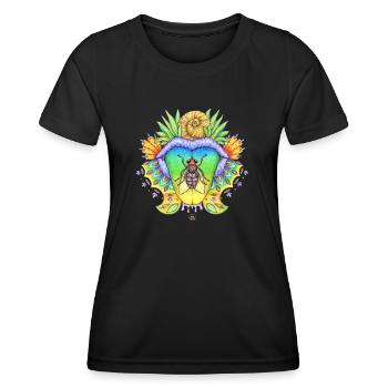 FlyTime, noeud papillon, bouche avec langue - T-shirt sport Femme - noir - Devant - AI Model Female 172 light (172cm)