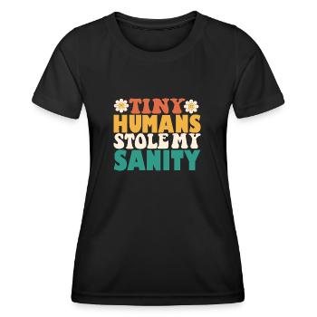 Lustige winzige Menschen haben meinen Verstand gestohlen - Frauen Funktions-T-Shirt - Schwarz - Vorne - AI Model Female 172 light (172cm)
