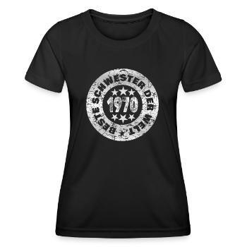1970 - Frauen Funktions-T-Shirt - Schwarz - Vorne - AI Model Female 172 light (172cm)