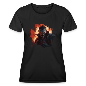 angry vampire monster in a realistic comic - Frauen Funktions-T-Shirt - Schwarz - Vorne - AI Model Female 172 light (172cm)