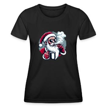 Smoking Santa - Women's Functional T-Shirt - black - Front - AI Model Female 172 light (172cm)