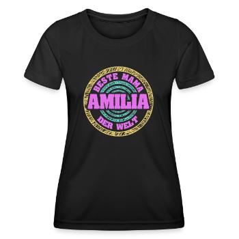 Mutter Amilia - Frauen Funktions-T-Shirt - Schwarz - Vorne - AI Model Female 172 light (172cm)