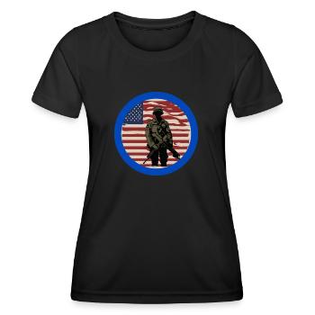 Veteran, Veteran, Waffenstillstand, Militär. - Frauen Funktions-T-Shirt - Schwarz - Vorne - AI Model Female 172 light (172cm)