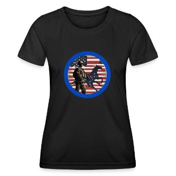 Veteranen,Veteran,Waffenstillstand,US-Armee,Marine, - Frauen Funktions-T-Shirt - Schwarz - Vorne - AI Model Female 172 light (172cm)