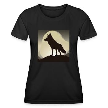 Wolf Silhouette - Frauen Funktions-T-Shirt - Schwarz - Vorne - AI Model Female 172 light (172cm)