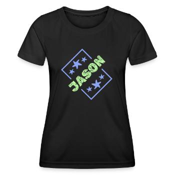 Nom du garçon Jason - T-shirt sport Femme - noir - Devant - AI Model Female 172 light (172cm)