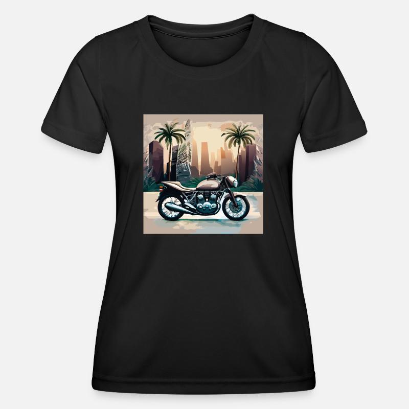 Motor cycle in front of a skyline - Women's Functional T-Shirt - black