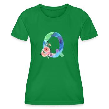 Letter q watercolour - Women's Functional T-Shirt - kelly green - Front - AI Model Female 172 dark (172cm)
