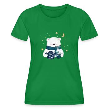 Bär mit einer Teekanne - Frauen Funktions-T-Shirt - Kelly Green - Vorne - AI Model Female 172 dark (172cm)