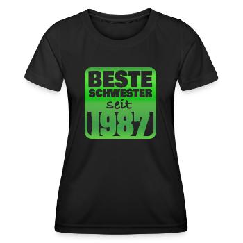 Schwester 1987 - Frauen Funktions-T-Shirt - Schwarz - Vorne - AI Model Female 172 light (172cm)