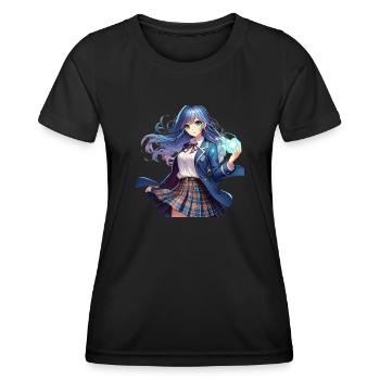 Manga-Anime-Mädchen in Schuluniform - Frauen Funktions-T-Shirt - Schwarz - Vorne - AI Model Female 172 light (172cm)