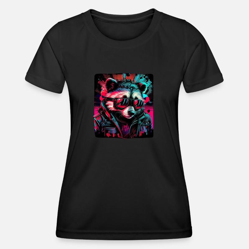 Cyber raccoon - Women's Functional T-Shirt - black