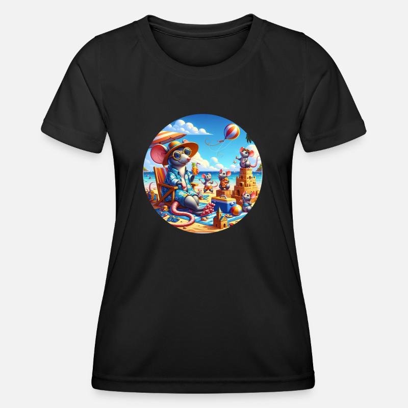 Rats on the beach - Women's Functional T-Shirt - black
