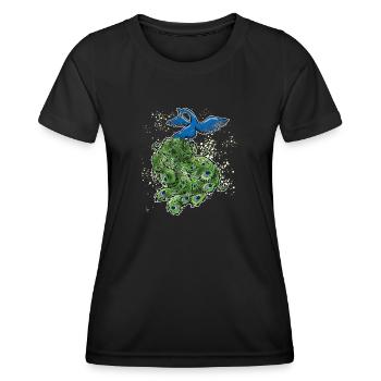 scan pfau art deco bunt outline - Frauen Funktions-T-Shirt - Schwarz - Vorne - AI Model Female 172 light (172cm)
