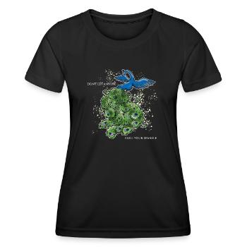 vogel pfau art deco simpel spruch lustig funken - Frauen Funktions-T-Shirt - Schwarz - Vorne - AI Model Female 172 light (172cm)