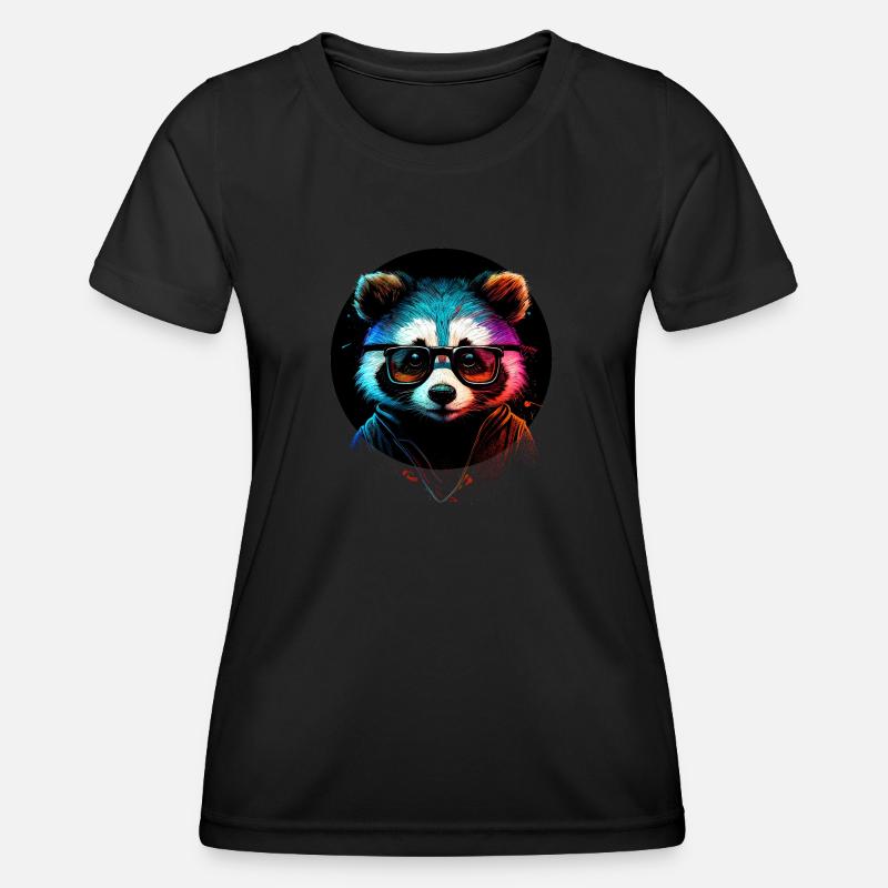 Hipster raccoon - Women's Functional T-Shirt - black