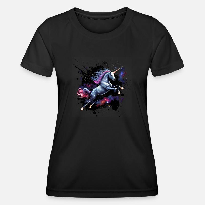 Unicorn in space - Women's Functional T-Shirt - black