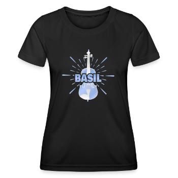 Prénom Basil - T-shirt sport Femme - noir - Devant - AI Model Female 172 light (172cm)