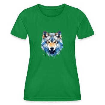 Geometrischer Wolf - Frauen Funktions-T-Shirt - Kelly Green - Vorne - AI Model Female 172 dark (172cm)