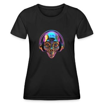 Chromatic Alien Head with Headphones - Women's Functional T-Shirt - black - Front - AI Model Female 172 light (172cm)